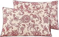 Vista 34 de WINLIFE Juego de 2 fundas de almohada 100% algodón con estampado floral de jardín (estándar 20 x 26 pulgadas, lila)