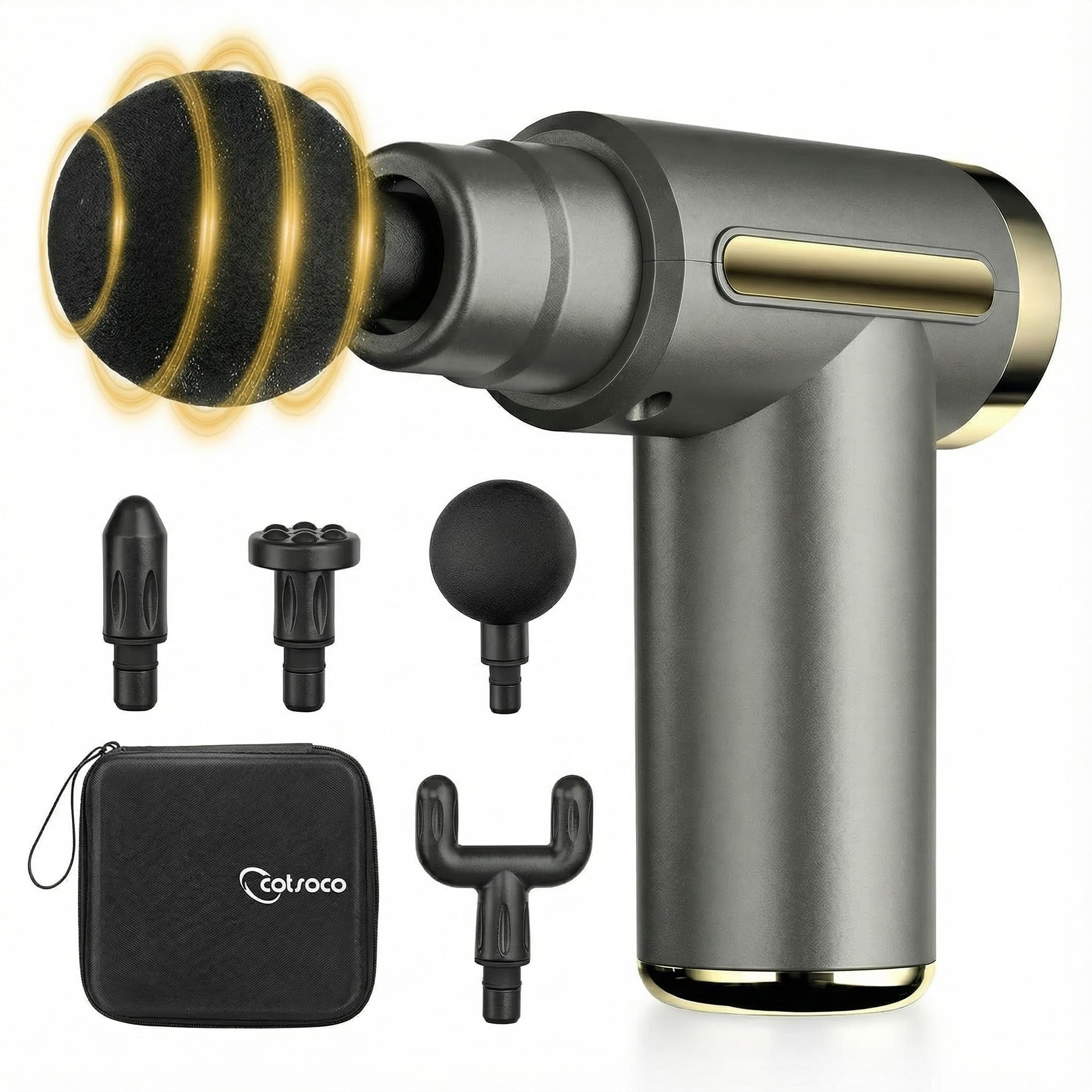 Jancane Mini Massage Gun, Deep Tissue Muscle Massager with 6 Speeds & 4 Heads, Super Quiet Handheld Percussion Massager for Pain Relief, Athletes, Office Workers & Parents, Portable Gift