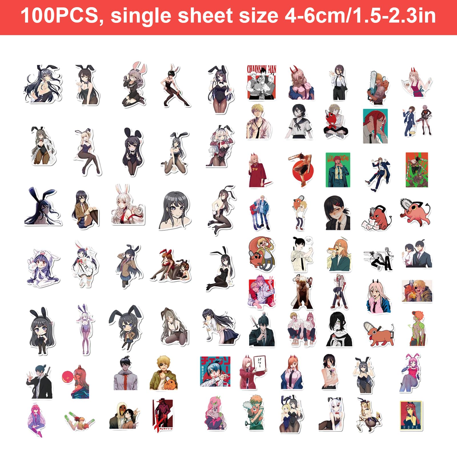 Lot de 100 autocollants Naruto, en vinyle imperméable, pour décoration bricolage, voiture, moto, ordinateur portable, vélo, skateboard, snowboard, bagages, MacBook, iPad et plus encore
