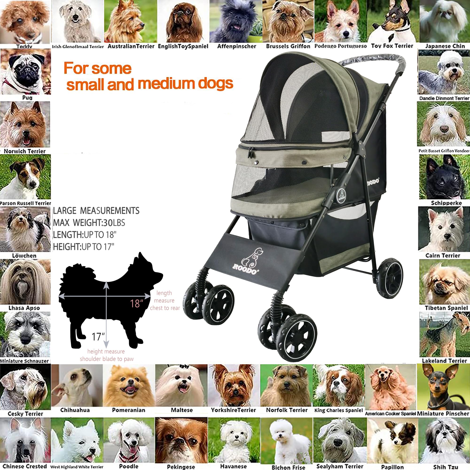 Amazon.co.jp: ROODO 4輪 犬 猫 ペット ベビーカー ベスト 軽量