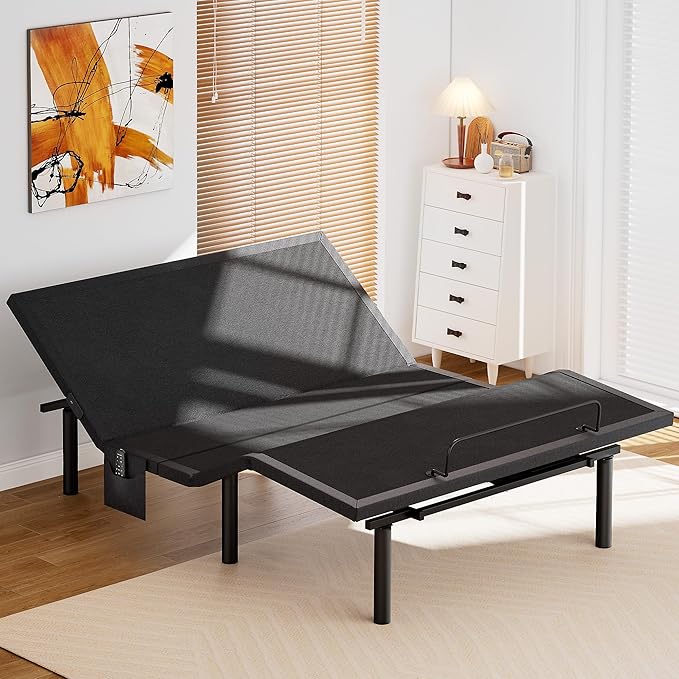 Amada Full Adjustable Bed Frame, Electric Base with Wireless Remote, 4 USB Ports, LED Night Light, Head & Foot Incline, Zero Gravity, Anti-Snore - 01B-F