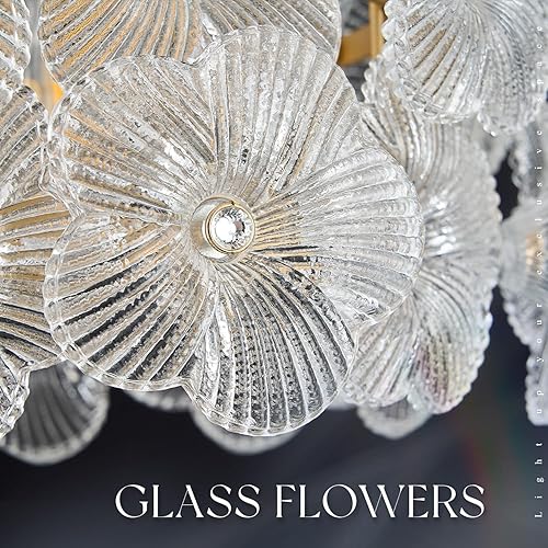 Miniatura 6 de Lámpara colgante de cristal dorado, paquete de 1 lámpara colgante de techo pequeña con flores modernas, 1 luz para cocina, isla, fregadero, comedor,