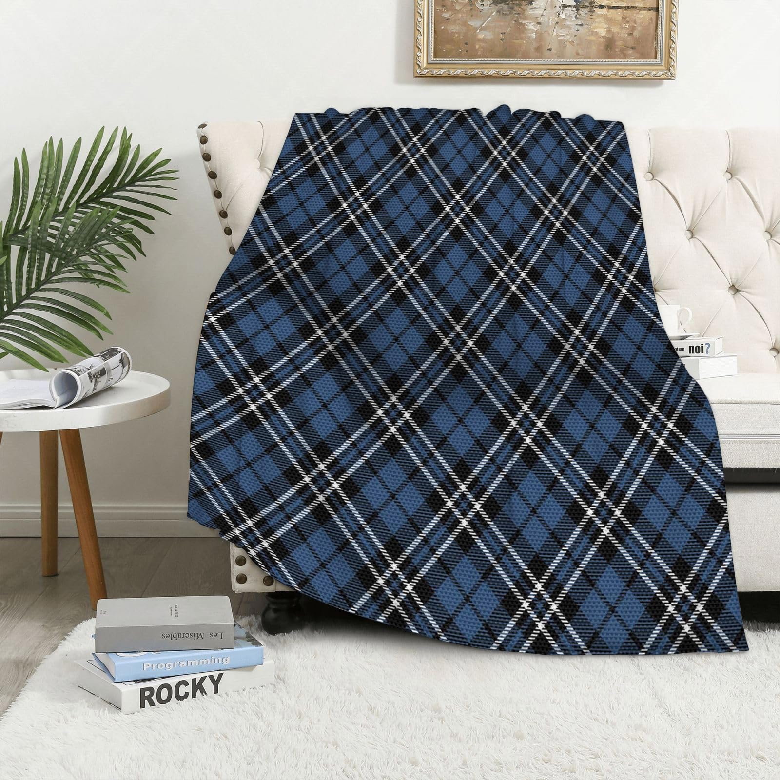 MAAPCHP Flannel Fleece Blanket Throws for Sofa Fluffy Blanket Bed Throw for Bedroom Tartan scotland seamless plaid pattern vector. Retro background fabric. Vintage Blanket for Bed, Couch,Car 40x50in