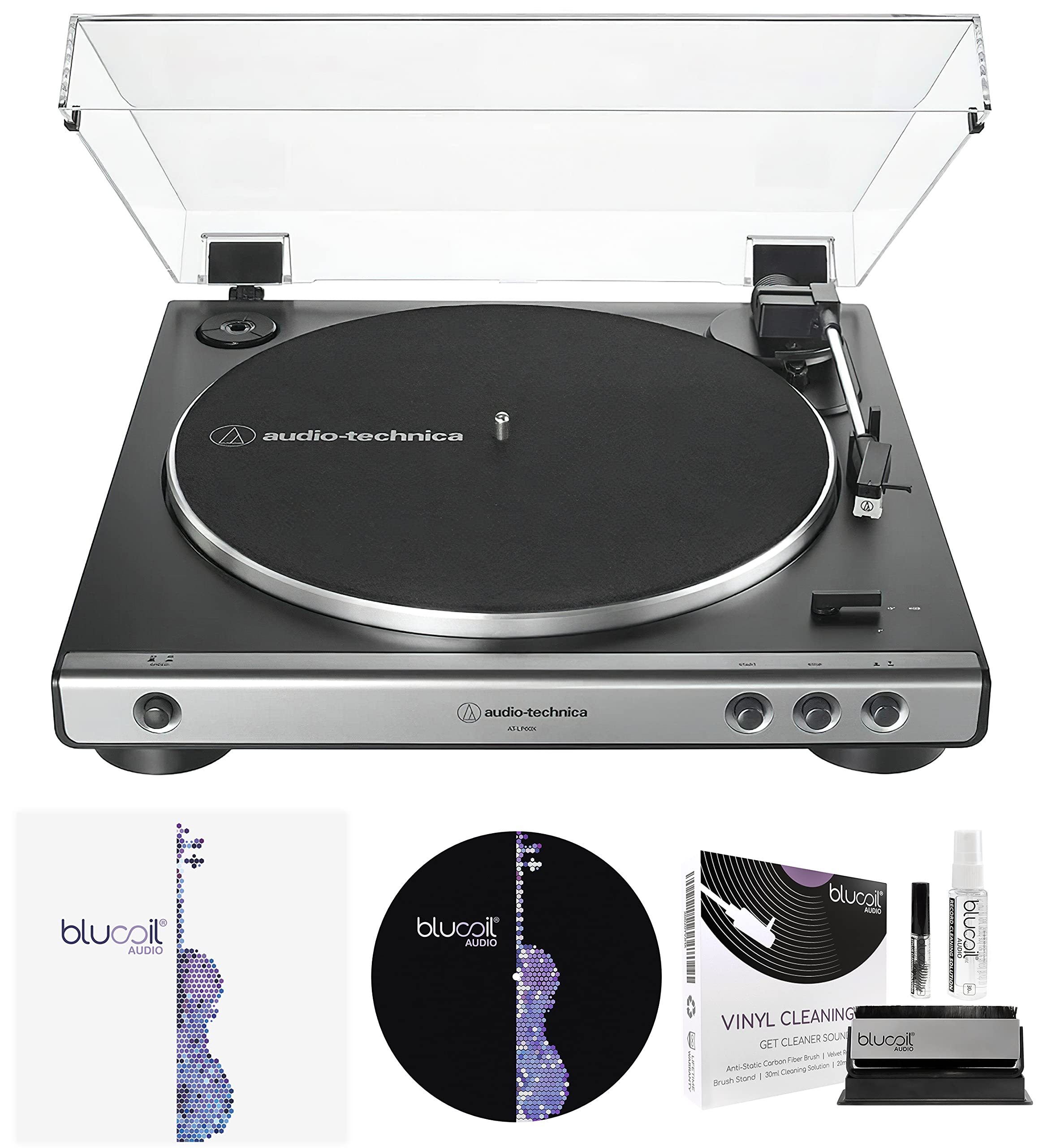 Audio Technica AT-LP60X-GM Fully Automatic Belt-Drive Stereo Turntable, Gunmetal/Black, Hi-Fi, 2 Spe