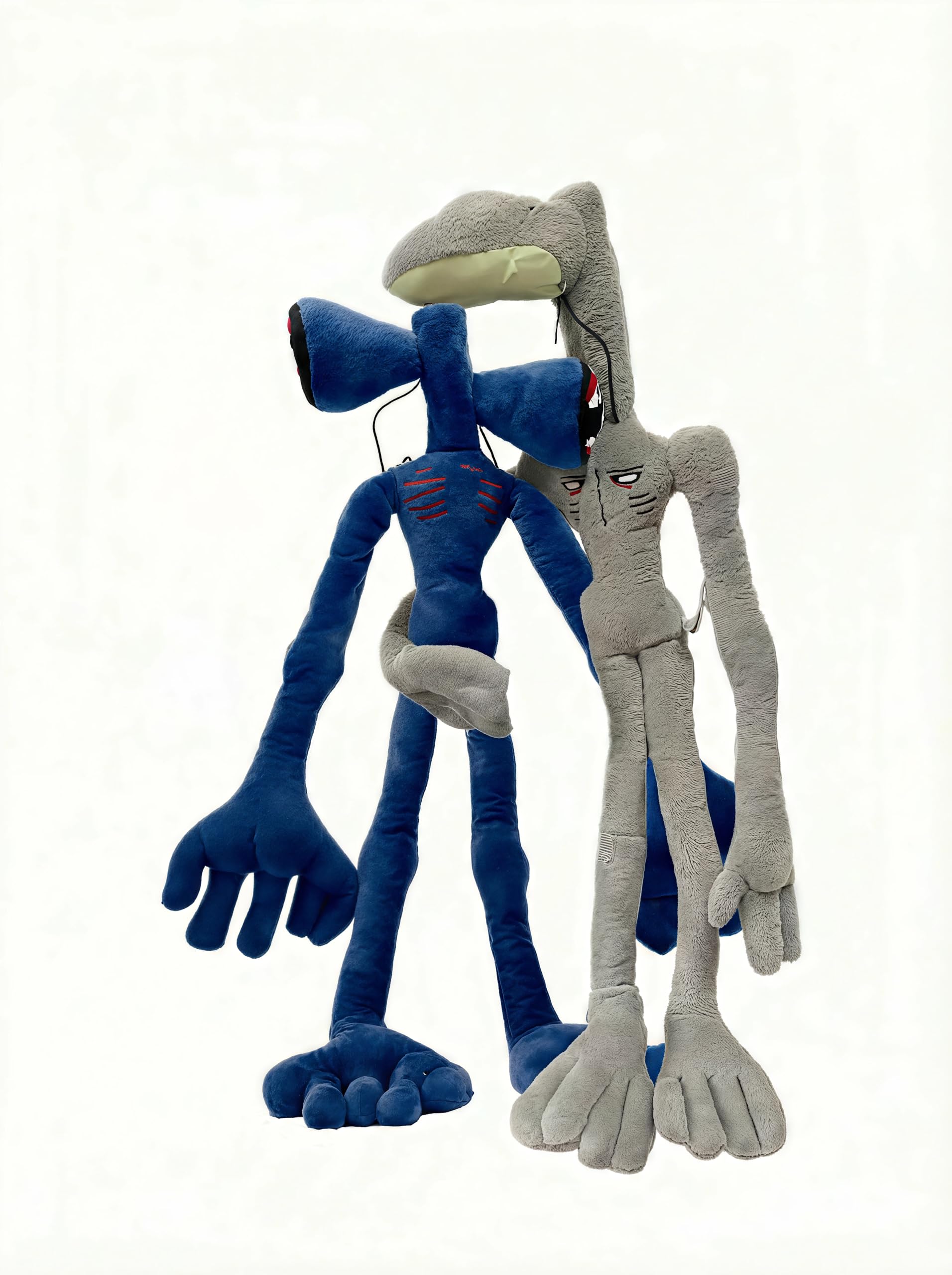 POPRORE 2 PCS Siren Head Plush Toy Built-in Steel Wire Limbs Movable Plush Toy Toy Christmas Halloween Birthday Party Toy (Blue)