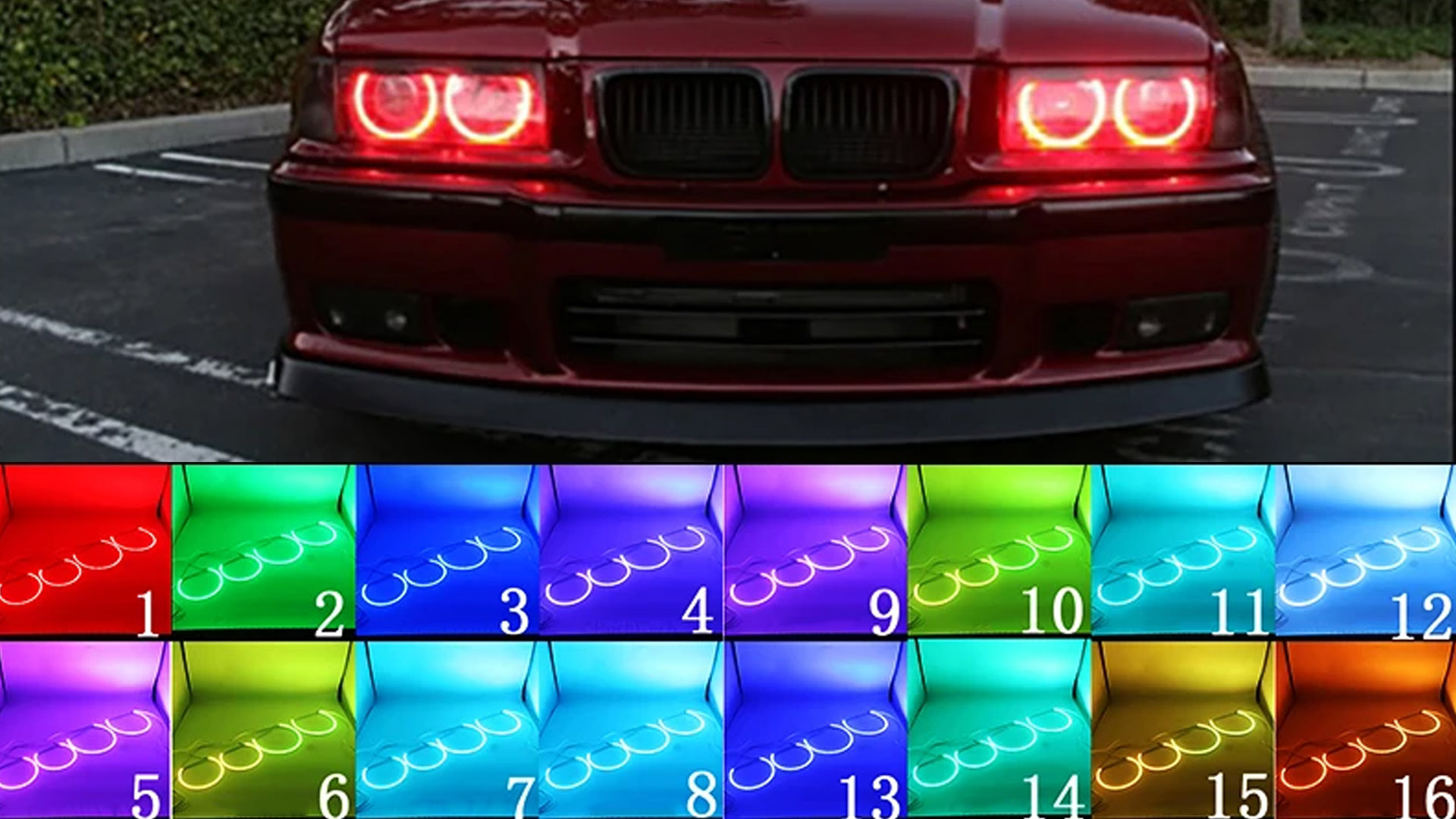 Anelli LED Angel Eyes Per BMW E46 E Altri Modelli - RGB Multicolore, 131mm E 146mm, Con Telecomando, Daytime Running Lights - Foto 5