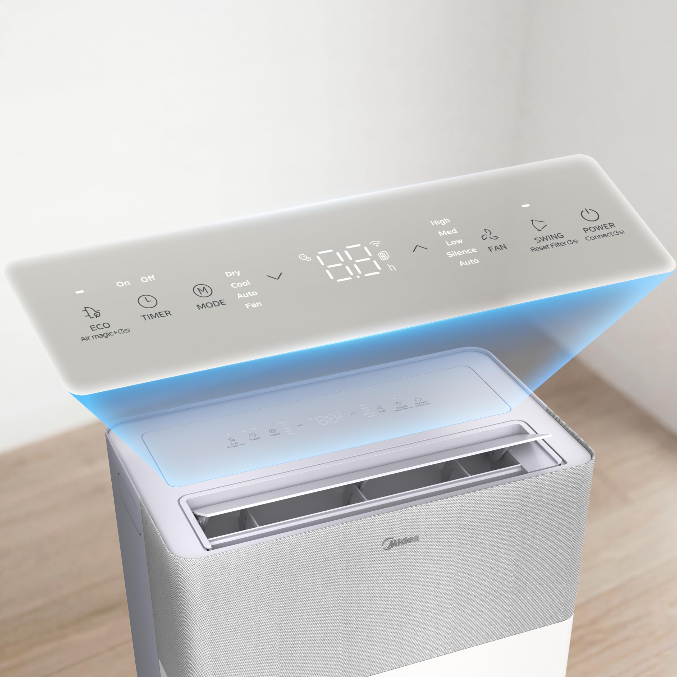 Midea Portasplit Cool Mobile Klimaanlage, 8000 BTU 2,3kW, A++, 28 m², 38 dB(A) Silent-Modus