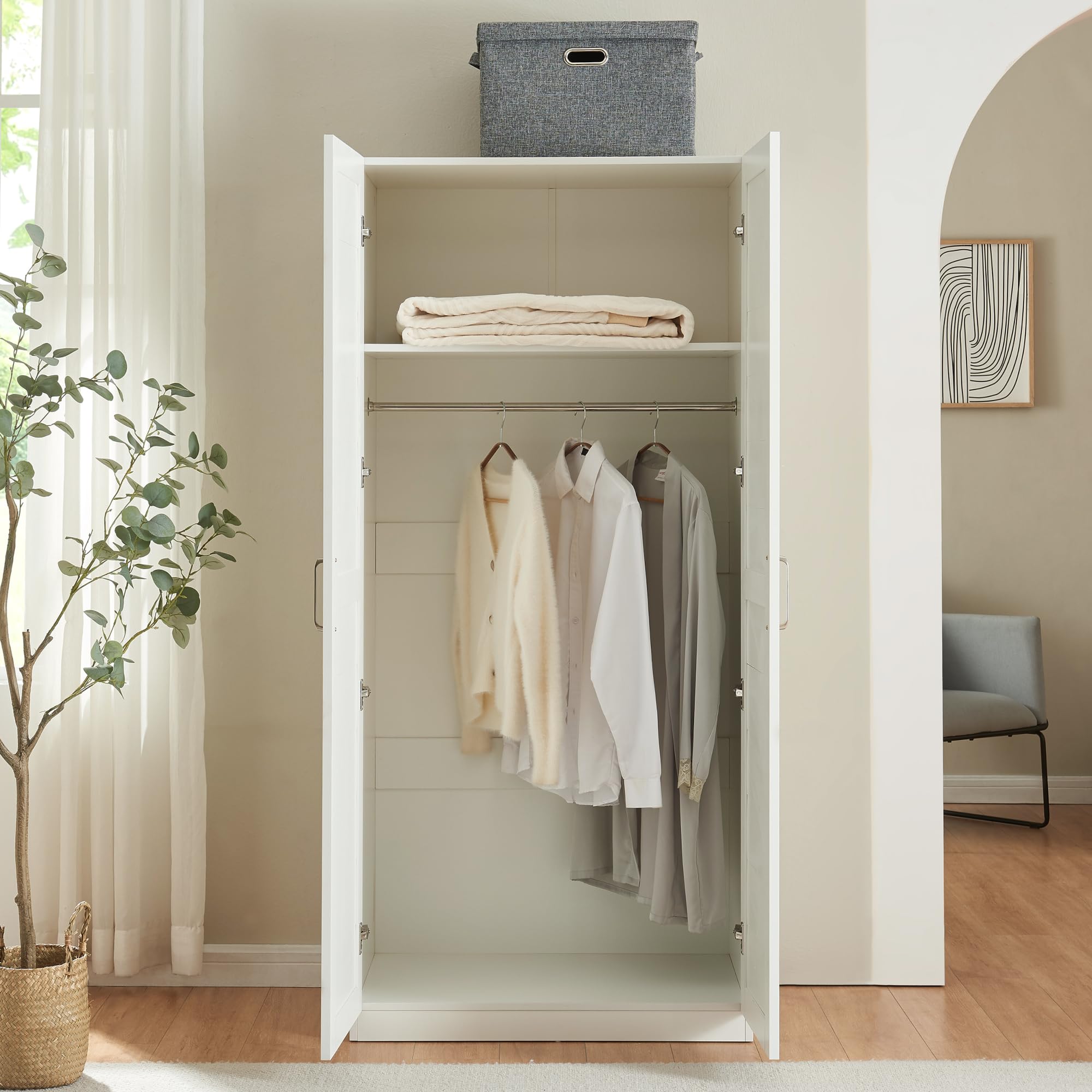 Armadio Per Guardaroba Armadio Per Camera Da Letto Armadio Chiuso Con Ante 4 Scomparti Asta Appendiabiti 176 X 80 X 52 Cm Mdf Effetto Rovere En Casa 89509199