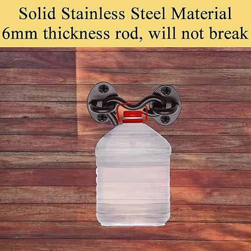 Miniatura 3 de Waziaqoc 2 cierres de gancho y ojo de 2 pulgadas para puerta, cerradura de puerta de acero inoxidable negro resistente, pestillo de bloqueo de