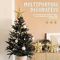 Vista 5 de Hiboom 6 piezas de mini estrella para árbol de Navidad de 4 x 3.4 pulgadas, estrella de árbol de Navidad con purpurina para decoración de fiesta