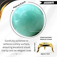 Vista 3 de Amazing Gemstone Bola de cristal de Yaxaita con soporte, bolas de meditación de esfera de cristal de 2 pulgadas para brujería y bolas decorativas
