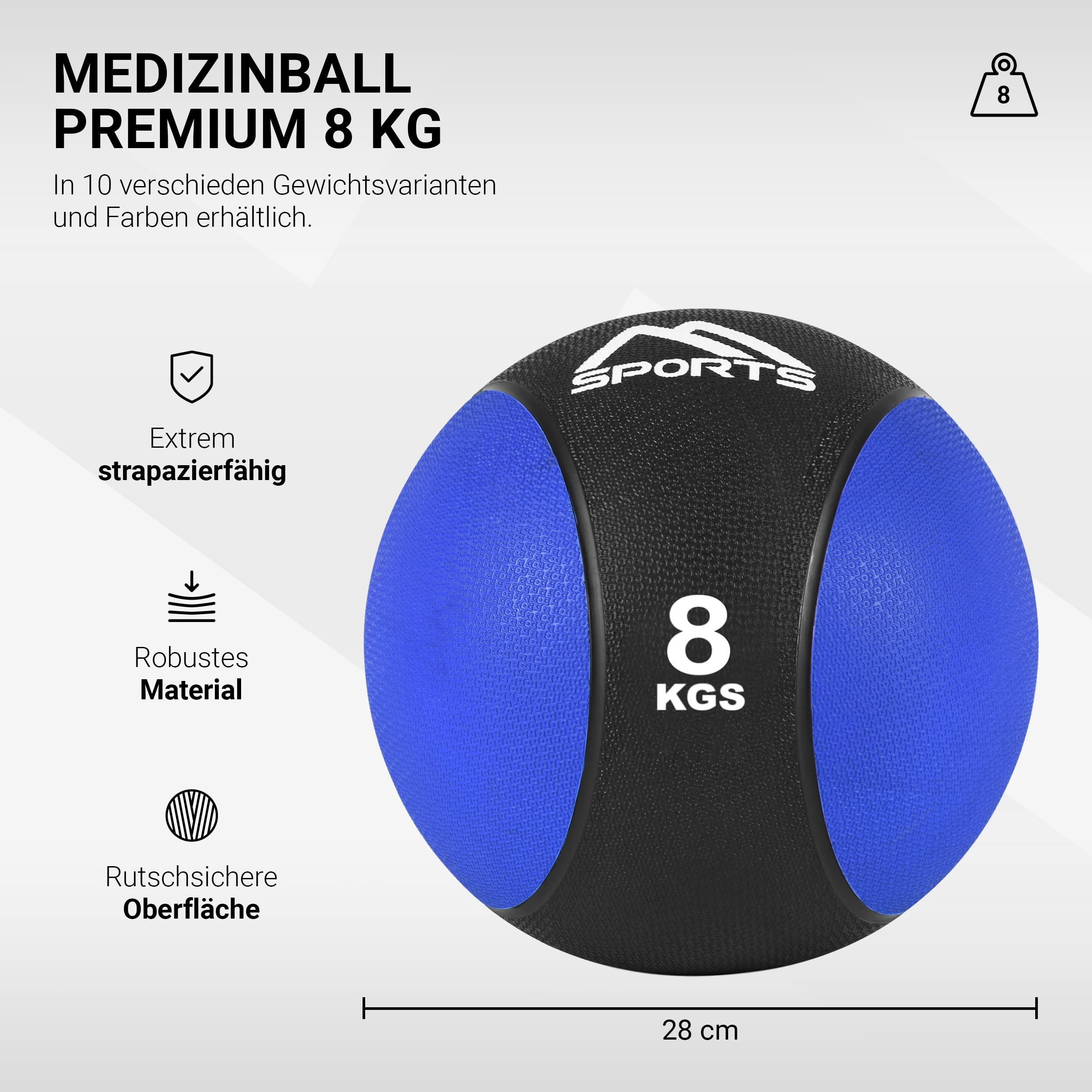 Balón medicinal 1 - 10 kg - calidad de gimnasio profesional con póster de ejercicios, medicinal
