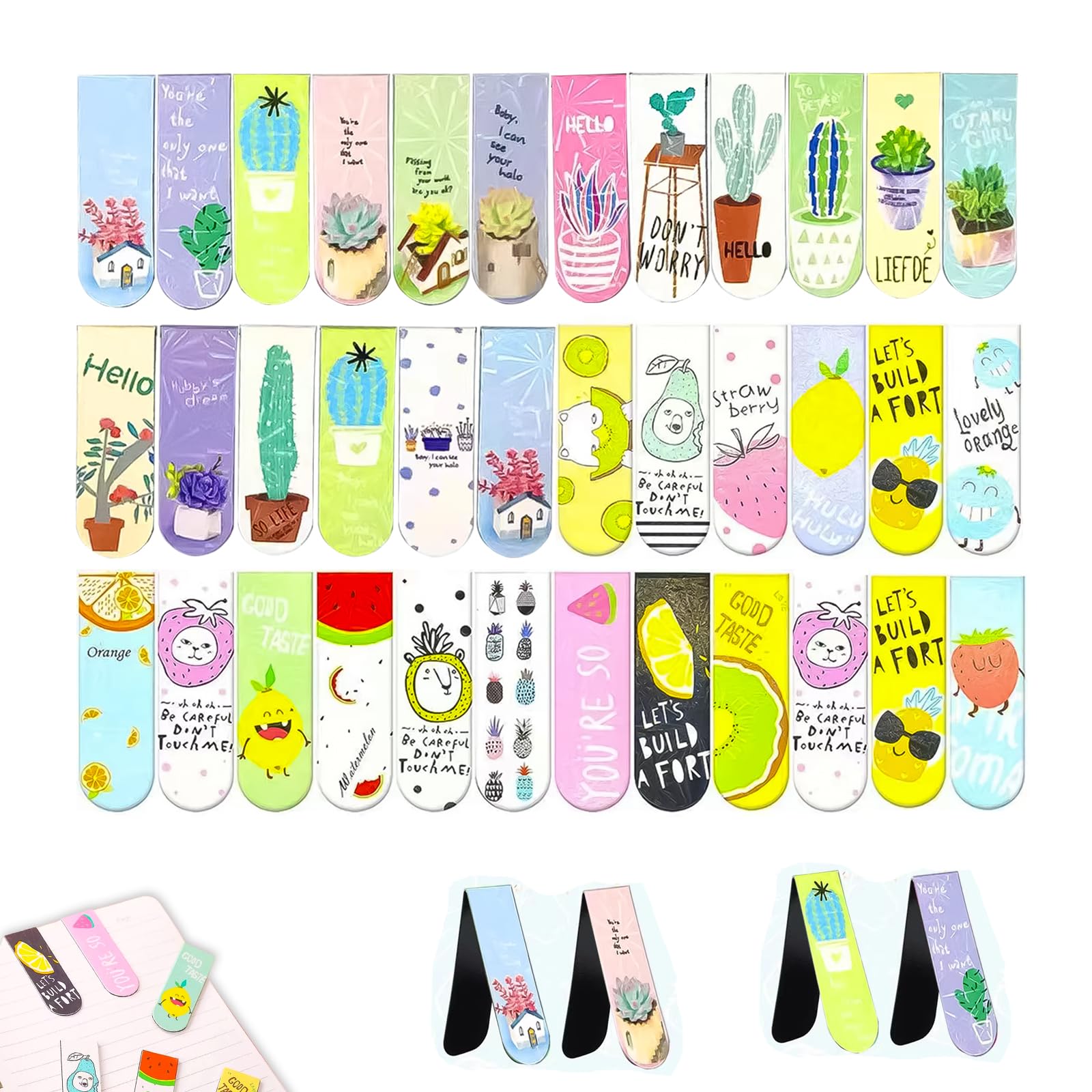 Pmelcxd Black Magnetic Bookmarks, 36 Pcs Bookmark - Colorful Magnet Page Markers For Kids & Adults,Vibrant Magnetic Bookmarks Set - Durable & Easy To Use, Ideal For School, Reading, And Stationery