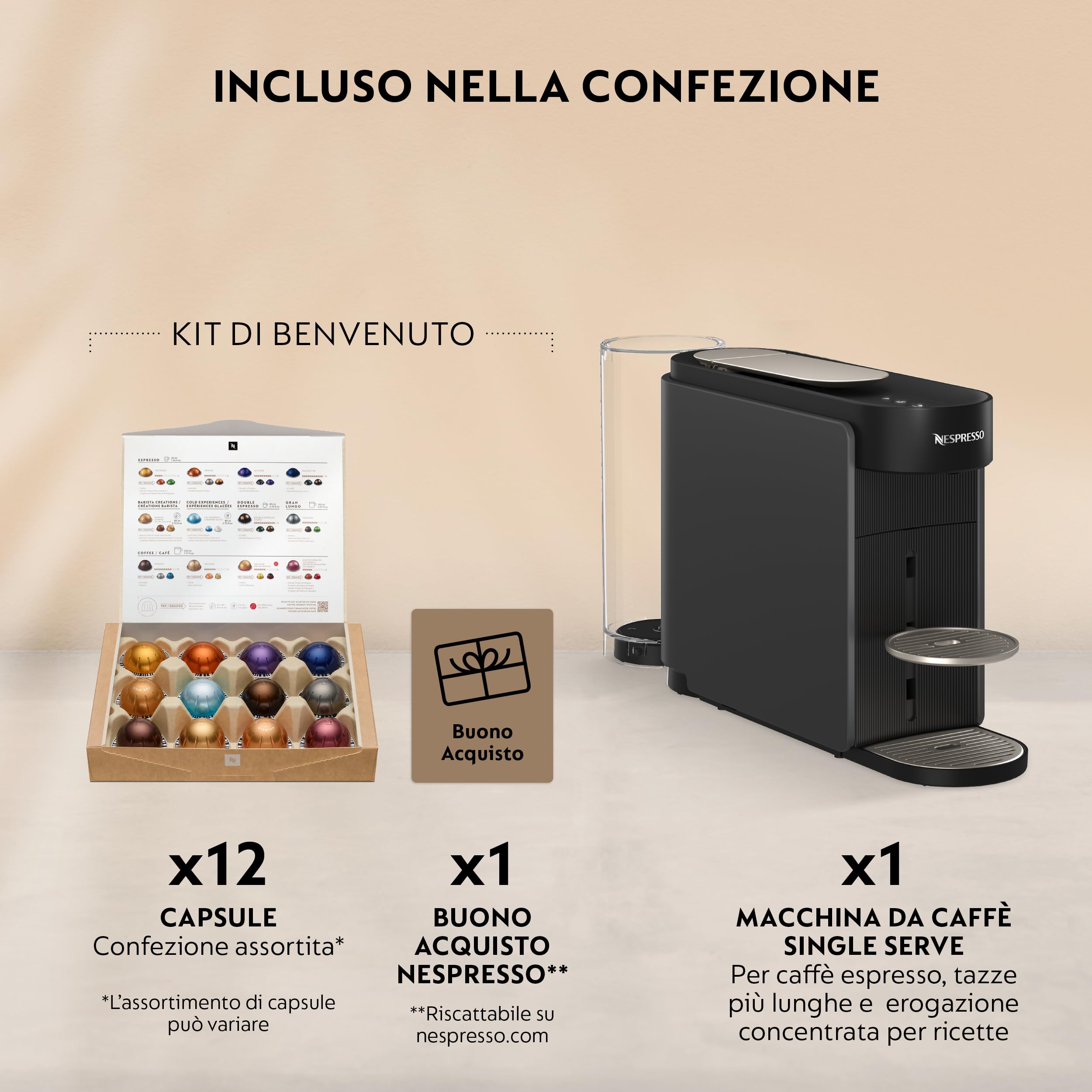 Nespresso De'Longhi Vertuo Up – Macchina da Caffè in Capsule con 6 Formati Tazza, Tecnologia Centrifusion, Riscaldamento Rapido, Serbatoio 1.4L,Modalità Creazioni, Design Compatto,Grigia (ENV200.GY)