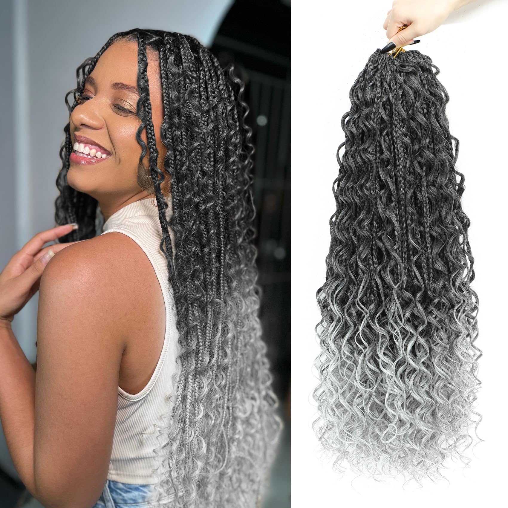 Amazon.com : LIYATE 24 Inch Grey Crochet Hair for Women 7 Packs Goddess ...