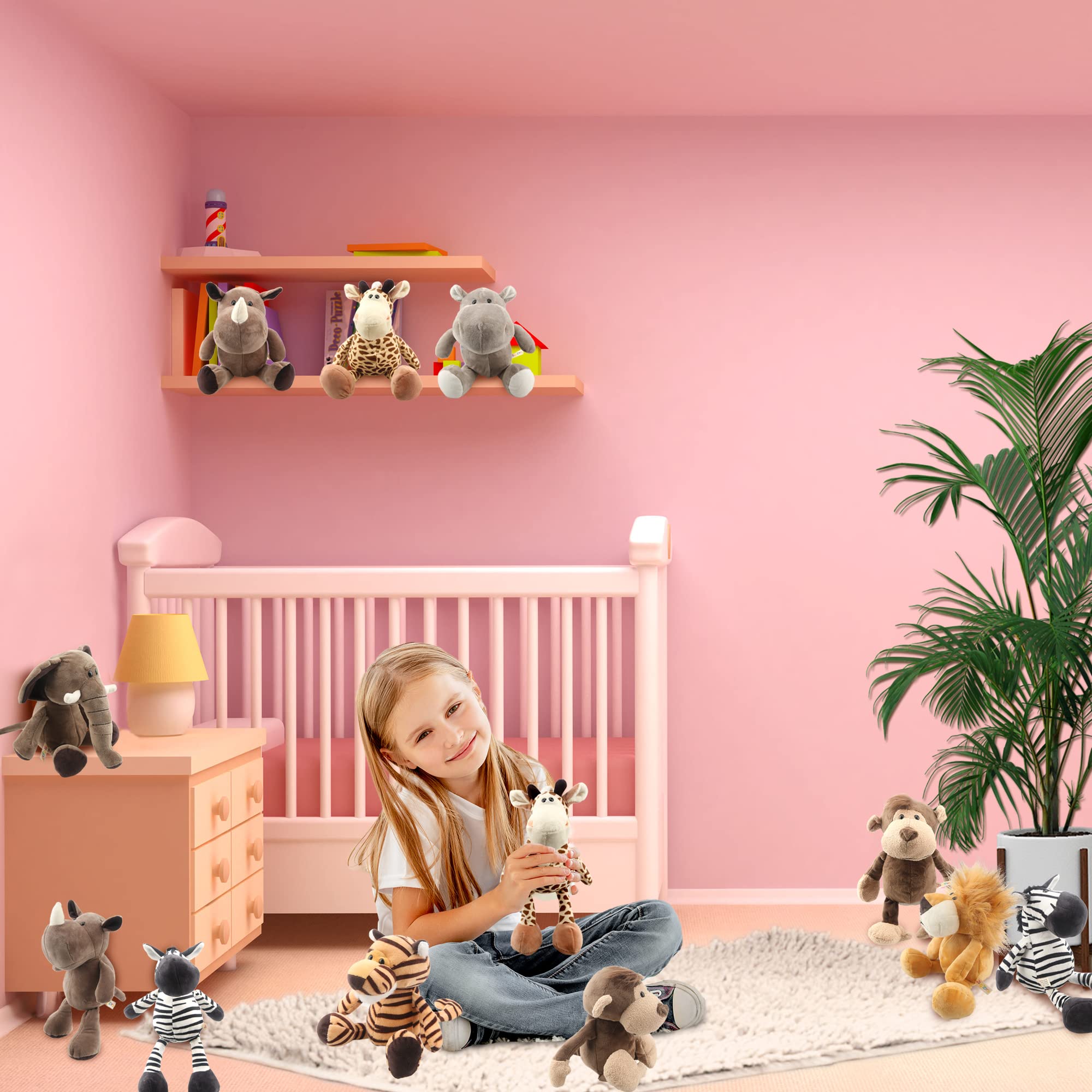 Amazon.co.jp: Haconba 8ピース 11インチ ジャングル 動物 ぬいぐるみ