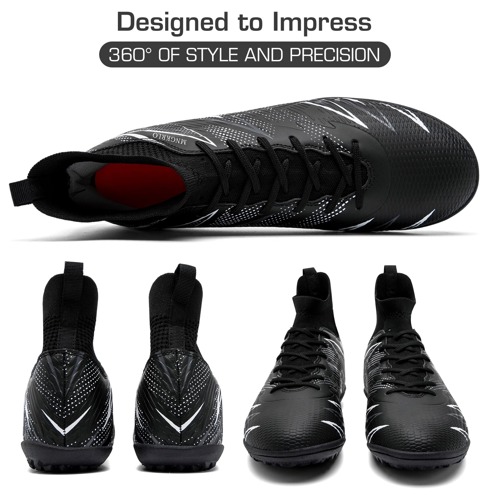 Zapatillas de Fútbol Hombre Mujer TF Turf con Tacos Zapatillas Futsal Multitacos Antideslizantes High Top para Entrenamiento Junior Césped Artificial Indoor Outdoor
