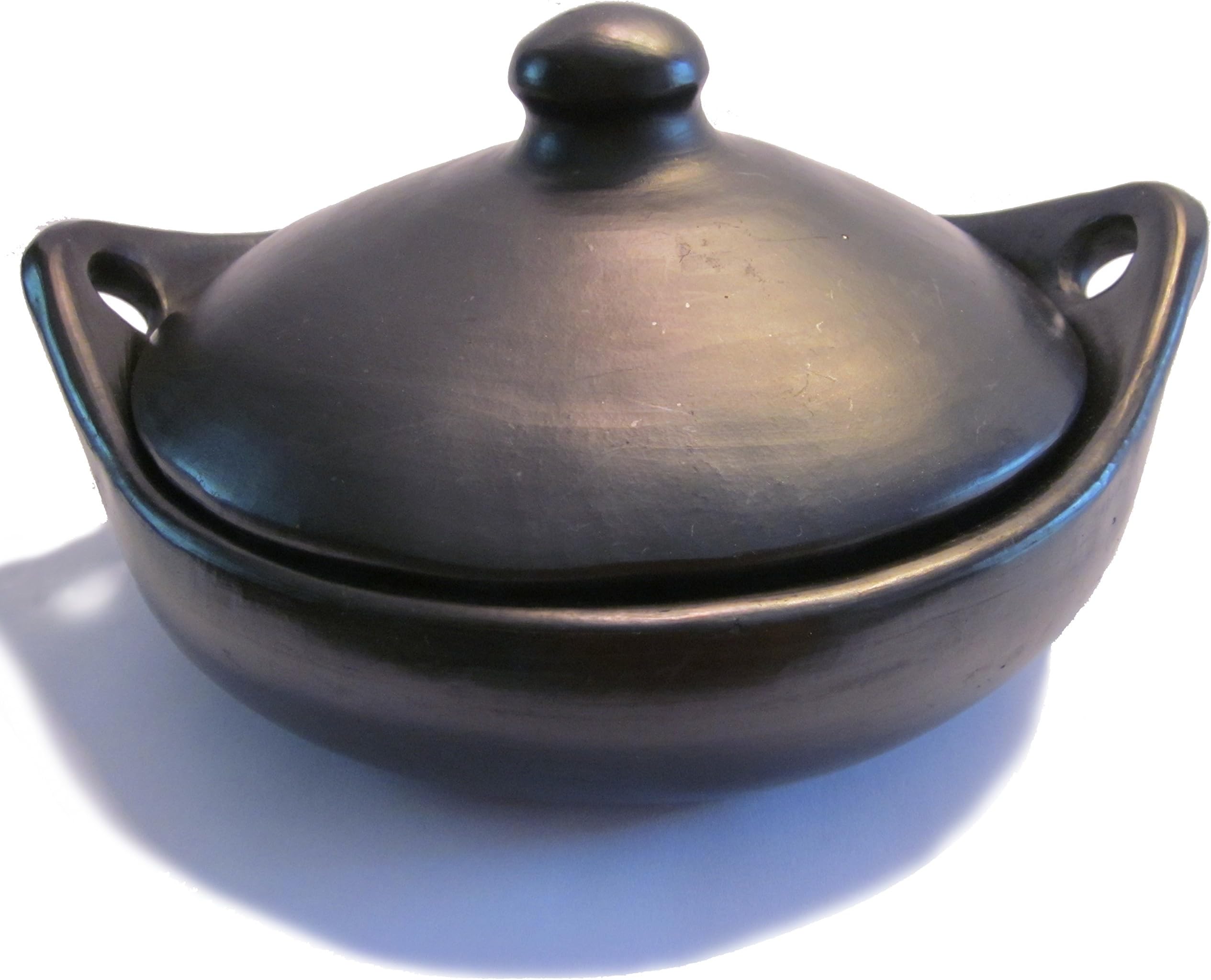 Round Clay Chamba Serving Dish with Handles and Lid, Medium, 32 Ounces