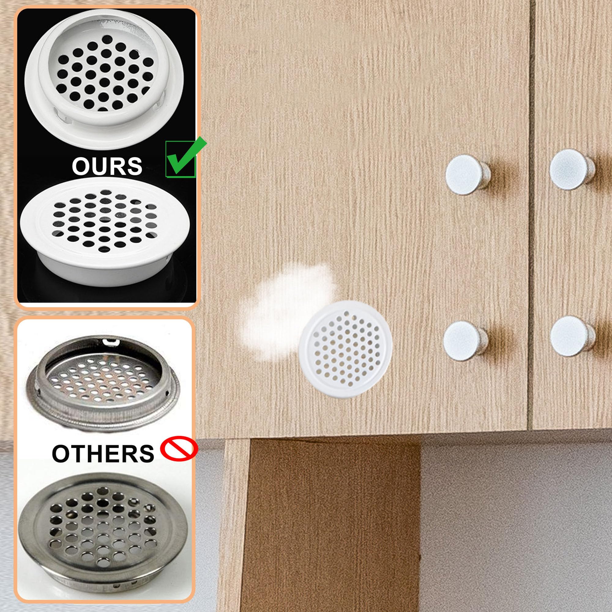 Rieoany Lüftungsgitter Set - 24 Stück Edelstahl 35mm Belüftung