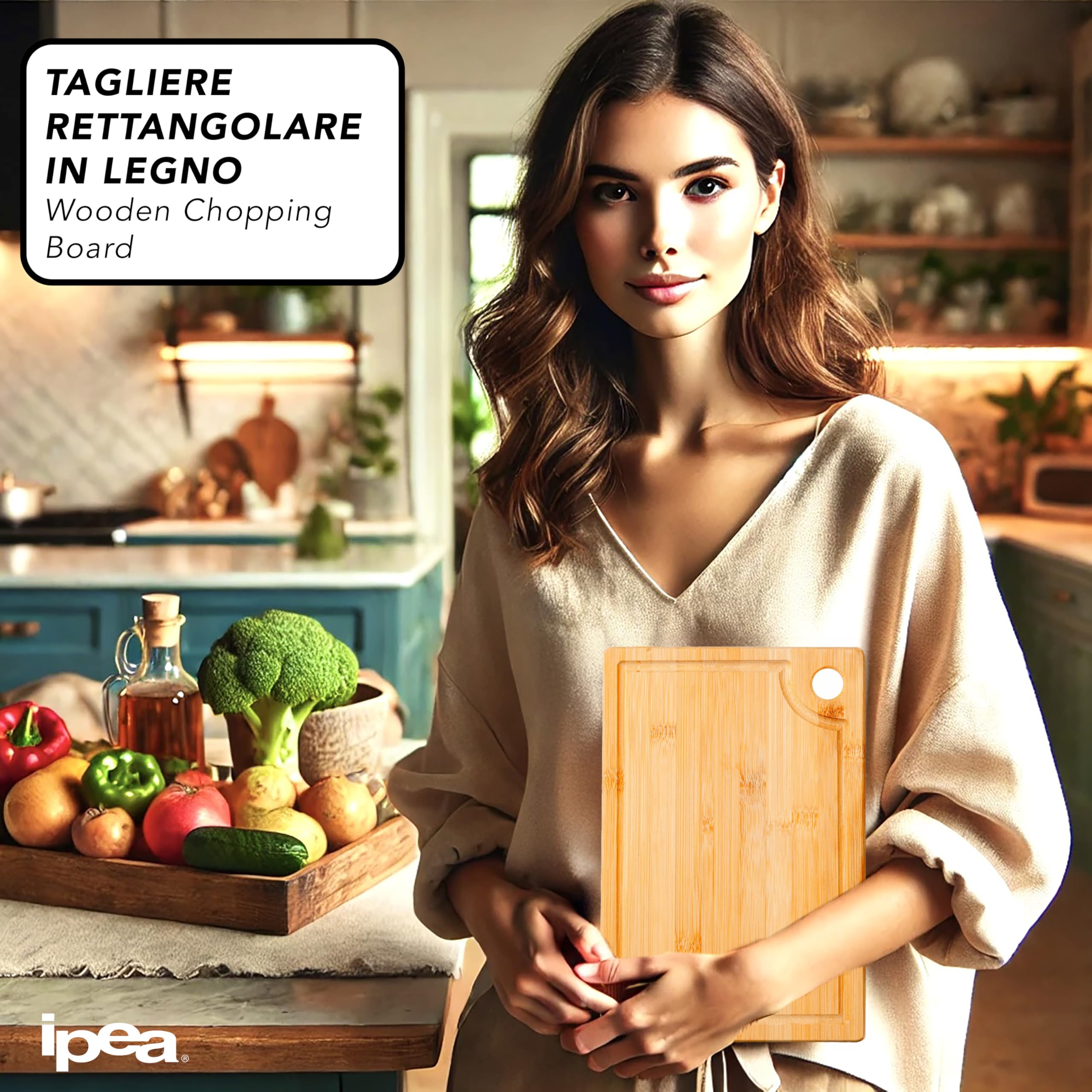 Planche à Découper Plastique Rectangulaire IPEA - Polypropylène Résistant, Grande Surface Pour Légumes, Fromage, Apéritifs