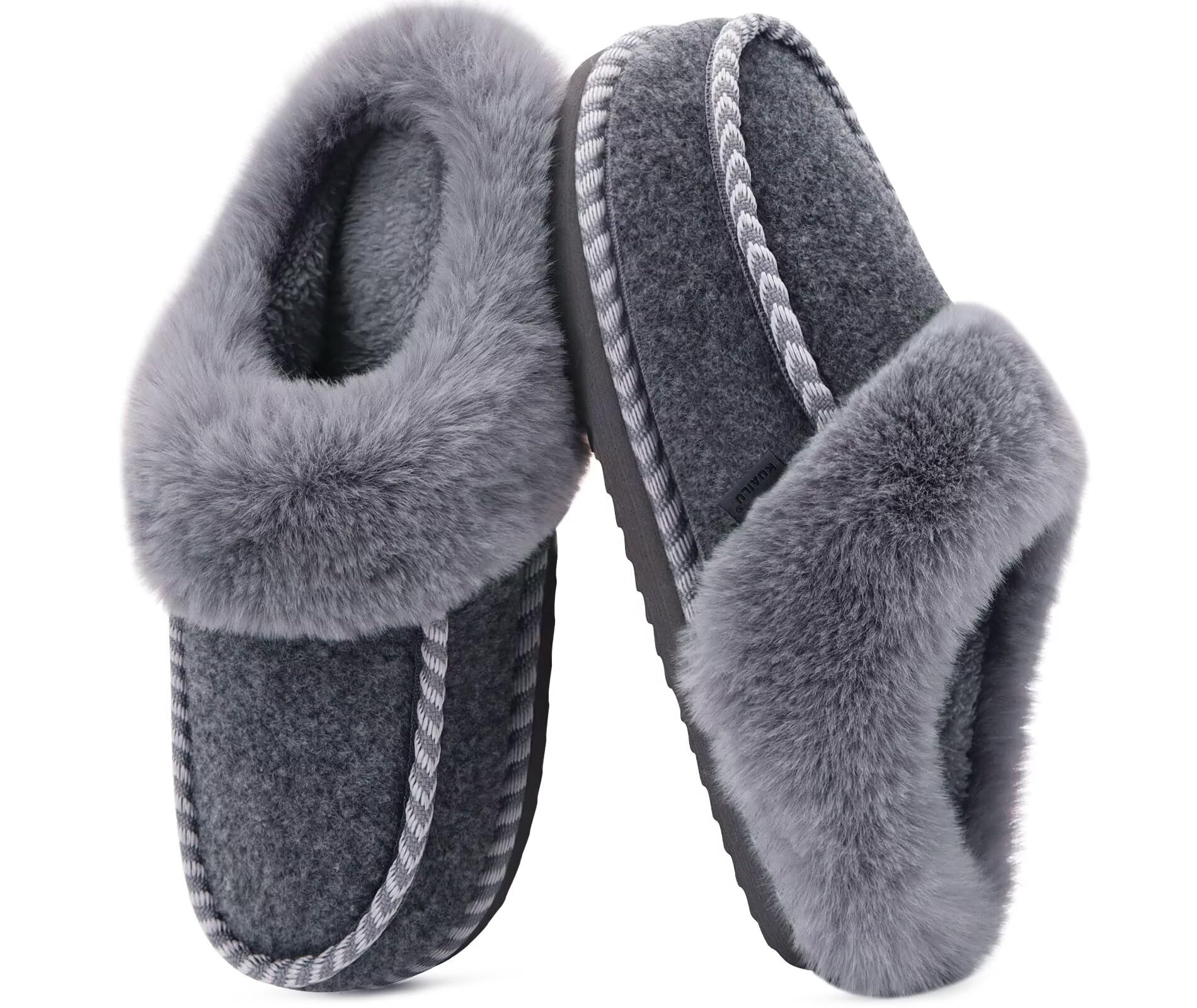KuaiLu Womens Memory Foam House Slippers Cozy Fluff Plush Moccasin Bedroom Ladies Slippers Comfy Orthotic Winter Essential Trendy Pantuflas