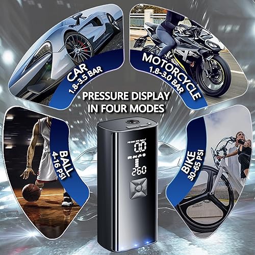 Miniatura 6 de Inflador de neumáticos, compresor de aire portátil, inflador de neumáticos de automóvil, bomba de aire inalámbrica para neumáticos de automóvil,