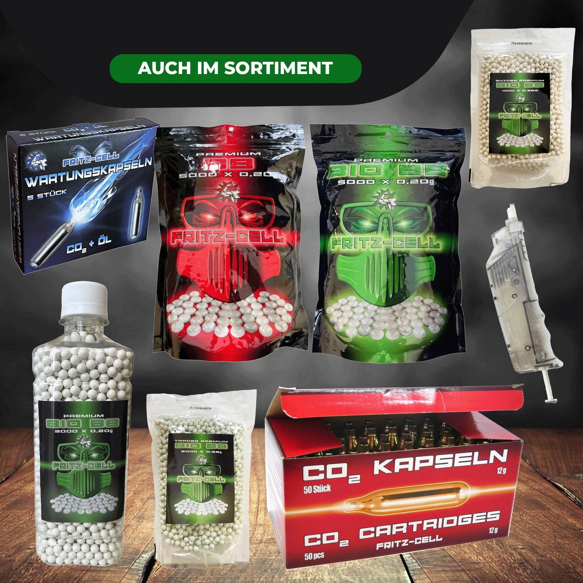 Fritz-Cell Set Airsoft Gewehr Elektrische Softair Waffe 0,5 Joule 6 mm inkl. 500 Premium BB's 0,20g Munition
