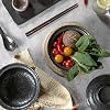 Ceramic Ramen Bowl Tableware Set for 2 Person, Japanese Style Retro Ramen Bowls Set 800ml Noodle Bowl with Chopsticks and Spoons, Soup Bowls with Lid for Microwave & Dishwasher Safe,Classic Black