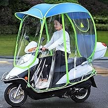 Fully Enclosed Electric Car Transparent Canopy, Motorcycle Rain Cover,Universal Motor,Scooter,Cycling Bike Sun Shade Rain Cover,Waterproof Umbrella (Blue B)
