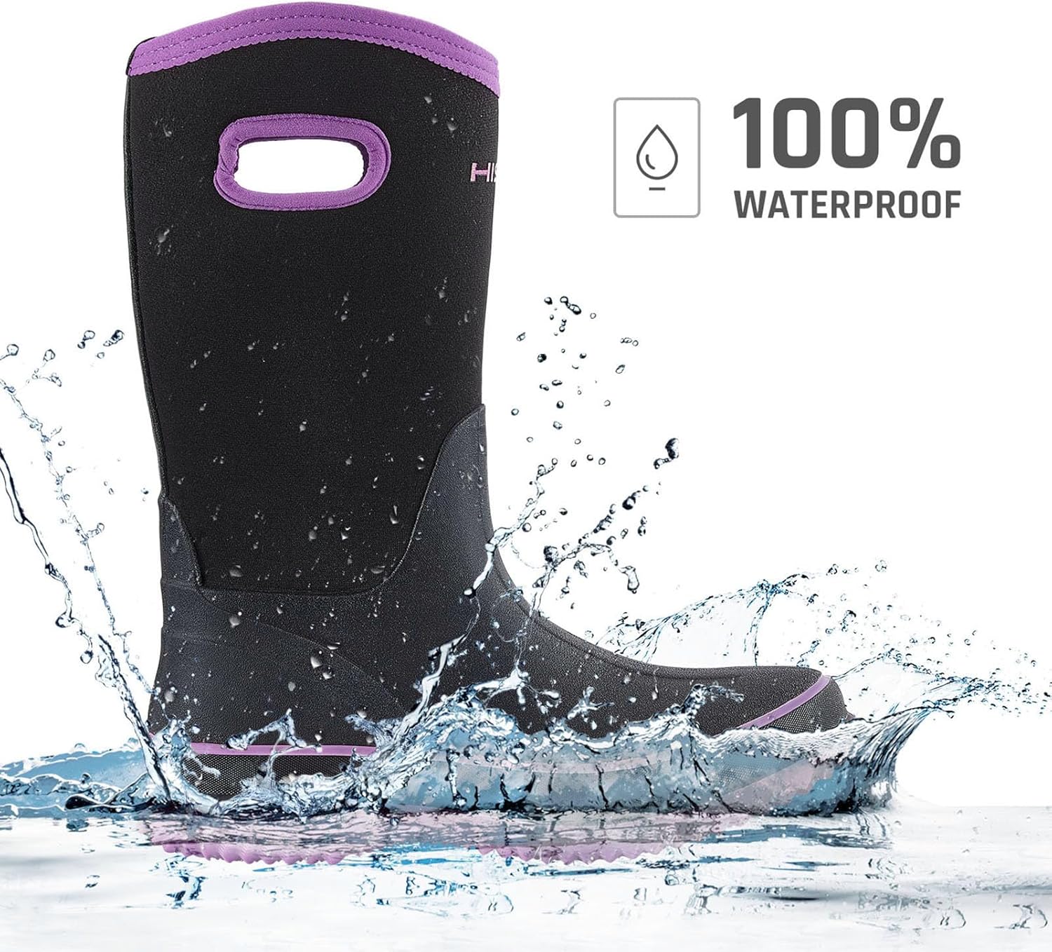 HISEA Women Mud Boots, Neoprene Rubber Garden Shoes Waterproof Mid Calf Rain Boots for Outdoor
