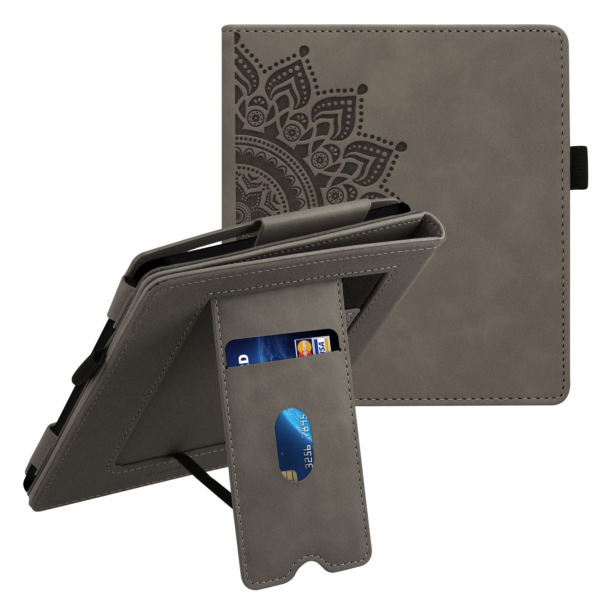kwmobile Custodia eReader Compatibile con Amazon Kindle Oasis 10. Generation Cover - Cover eBook Pelle PU con Stand Cinturino Porta Carte Sole