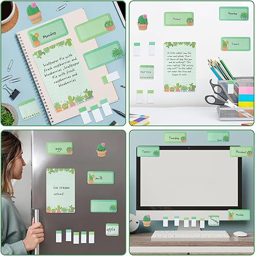 Miniatura 6 de We Grow When Things are Hard - Juego de notas adhesivas de 550 hojas, lindo cactus con forma de cactus, pestañas divisoras de plantas, paquete de