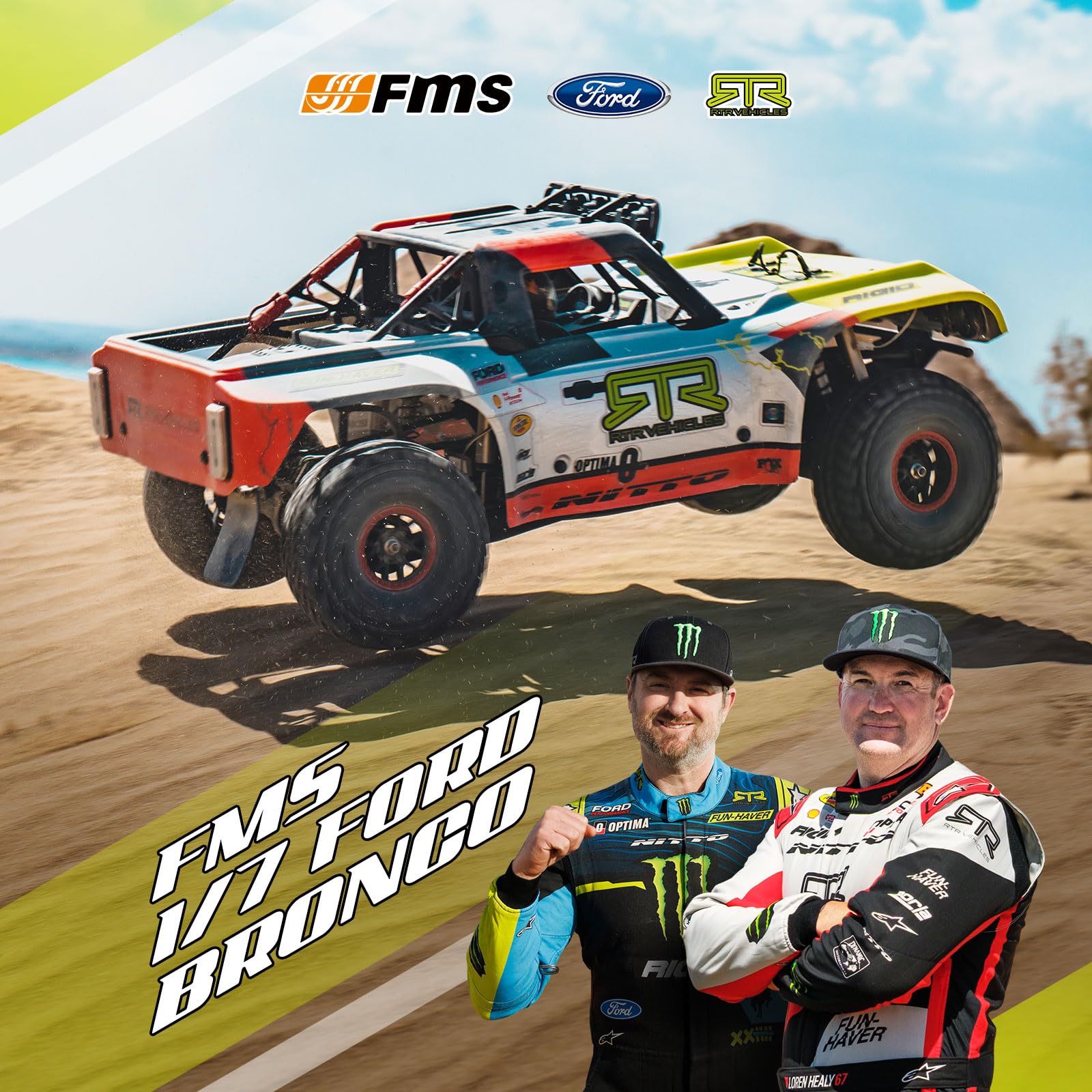 FMS 1/7 Ford Bronco U4 RTR EB RC Truck, Hobby RC Crawler with Brushless Motor & ESC, Remote-Controlled Lighting, Up to 80km/h Speed (2025)