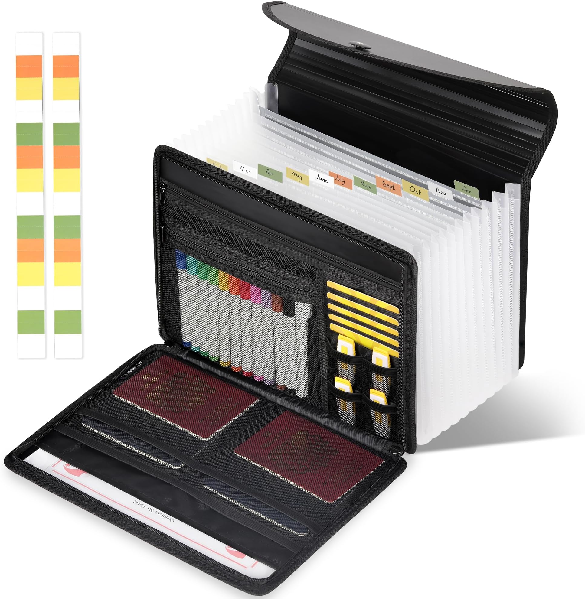 TUNROP Document Organiser, 12 Pockets File Organiser Box with Zipper ...