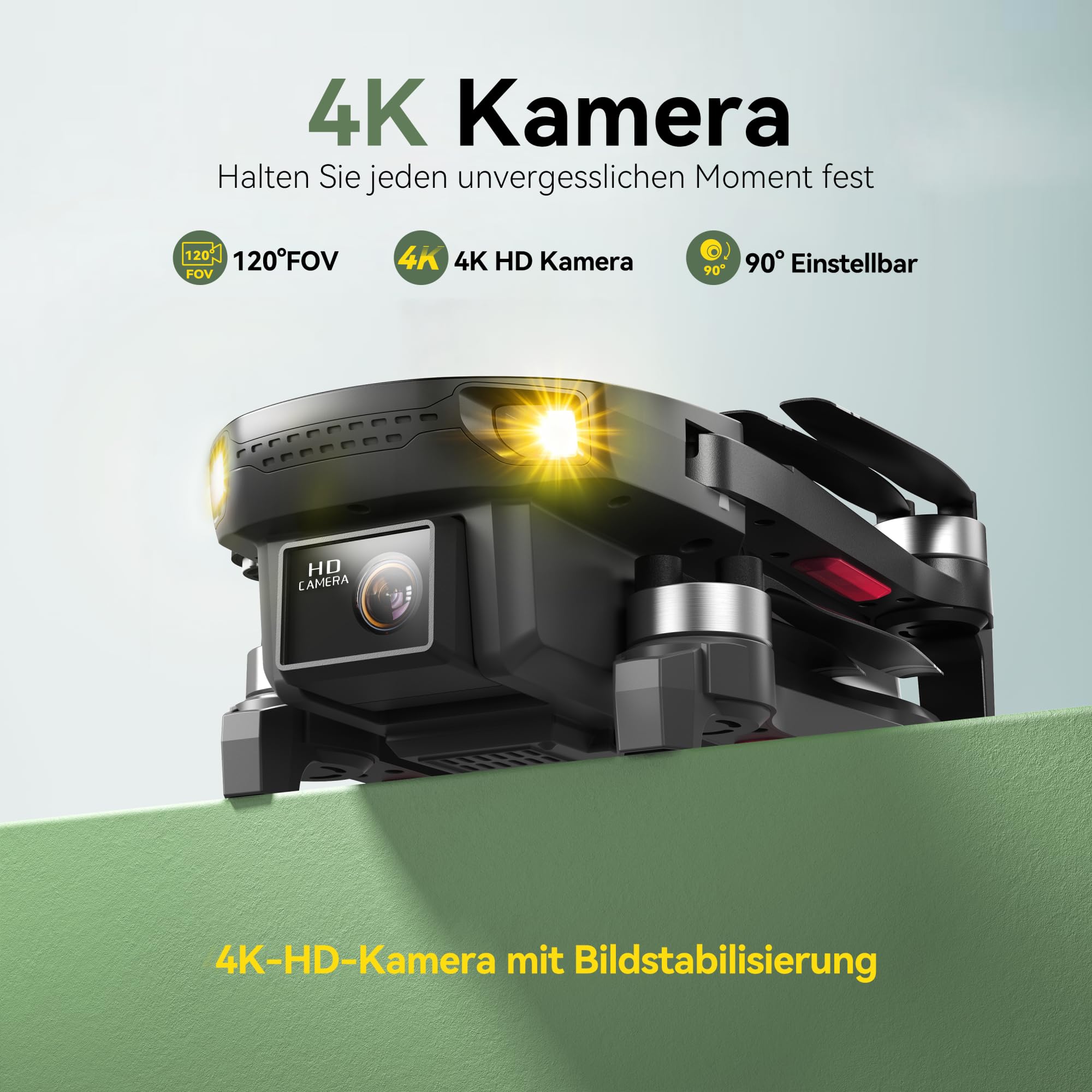 H867 Drohne mit Kamera 4K für Erwachsene und Anfänger, Bürstenloser Motor, 36 Minuten Flugzeit (2 Akkus), 360° Flip, Optische Flusspositionierung, Faltbarer Quadrocopter(Schwarz)(Mittel)