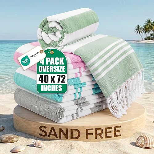 Utopia Towels 4 Pack Turkish Beach Towel 40 x 72 Inches