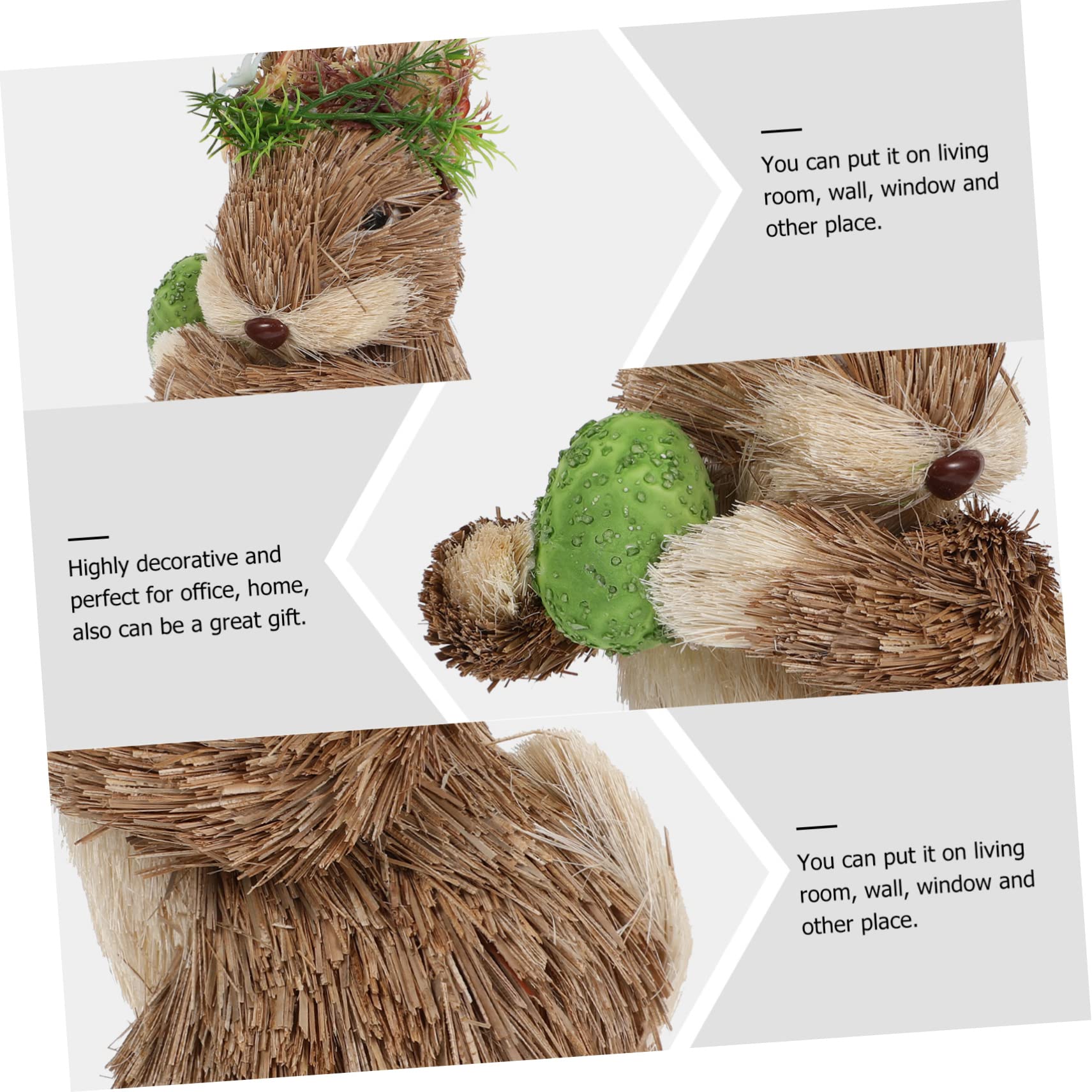 Ciieeo 2 Pièces Lapin Debout en Paille Ornement De Bureau Animal Mini-Lapin Statue De Lapin Debout Lapin De Pâques en Paille Mini-Jouets pour Animaux Décor Gazon Table à Manger Ornements