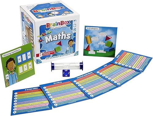 Miniatura 4 de BrainBox Juego de cartas de matemáticas, juego de trivia, divertido juego para noche de juegos familiares, juego de memoria para niños y adultos, a
