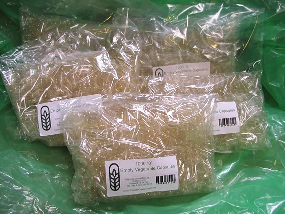 5000 Bulk Wholesale Empty Vegetable Capsules,#34;0 Size, 5 1000 Count Bags