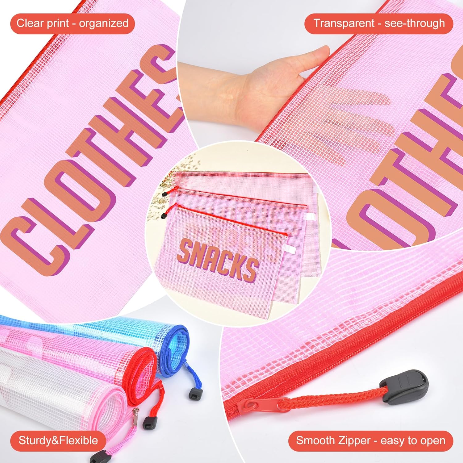 3pcs Hospital Bag Organizing Pouches for Labor and Delivery, Maternity Essentials Diaper Bag Organizer for Mom Travel (Pink, Large) - Image 3