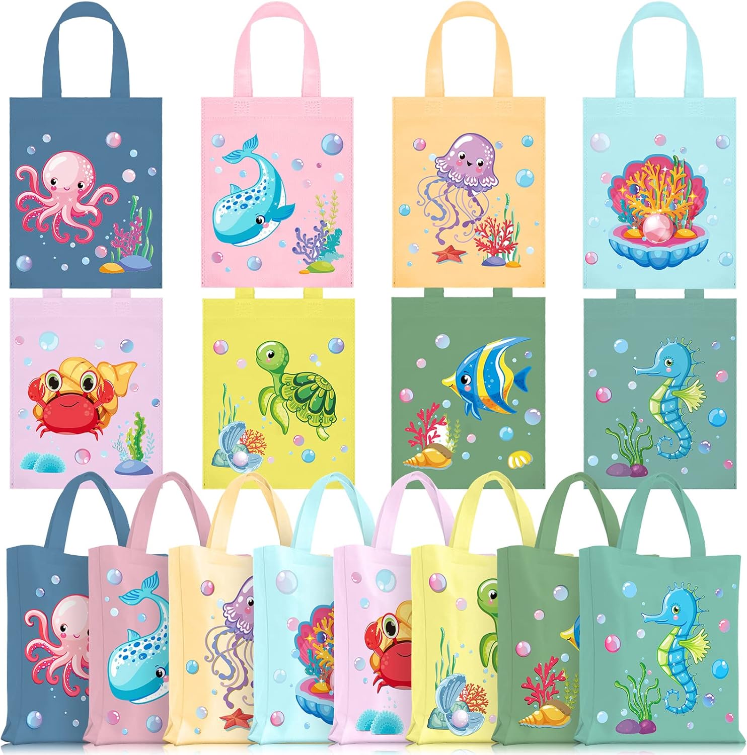 Ferraycle 24 Pcs Sea Animals Party Favor Bags Under the Sea Goodie Bags Cute Marine Favors Treat Supplies for Baby Shower Birthday Party Decor Vivid Color