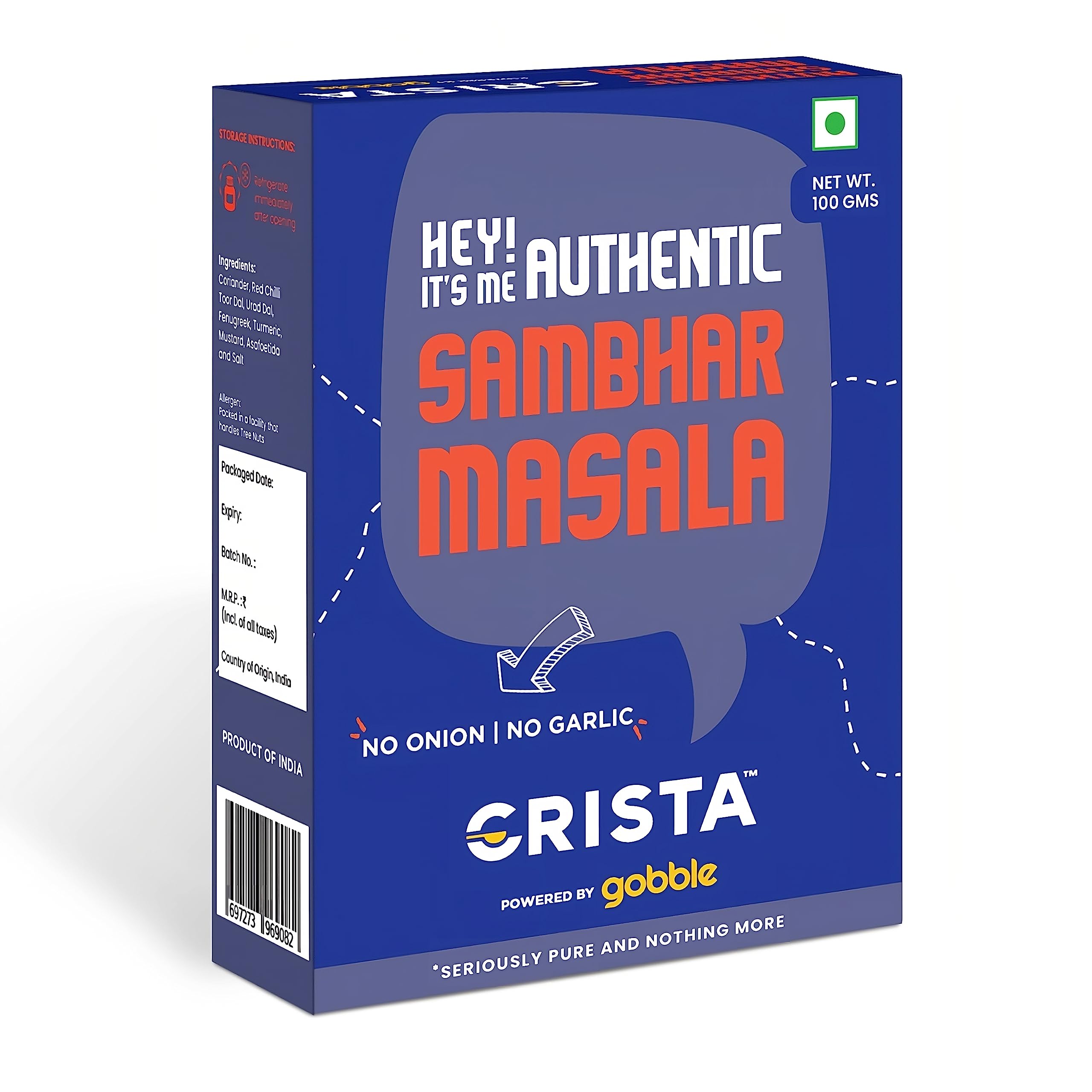 CRISTA Authentic Sambhar Masala for Dosa & Idli | Mixed Spices Blend | South Indian Cuisines | Zero added Colours, Fillers, Additives & Preservatives | 100 gms (B09Z6R4H5H) Amazon Price History, Amazon Price Tracker