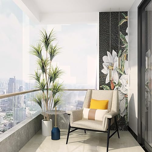 Miniatura 2 de AnTing Plantas artificiales de 8.2 pies, árbol de dracaen falso para exteriores e interiores en maceta, plantas grandes de dracaena para sala de