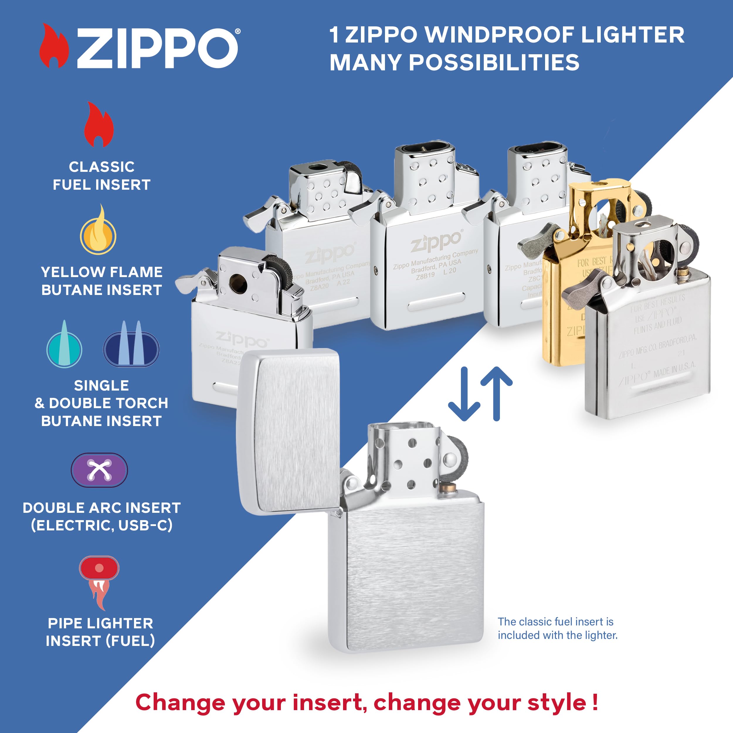 Zippo Encendedor a Prueba de Viento - Emblema Capricornio, Zodiaco - Acabado en Latón Cepillado - Recargable - Reutilizable - Caja de Regalo Hecho en EEUU - Exclusivo de Amazon