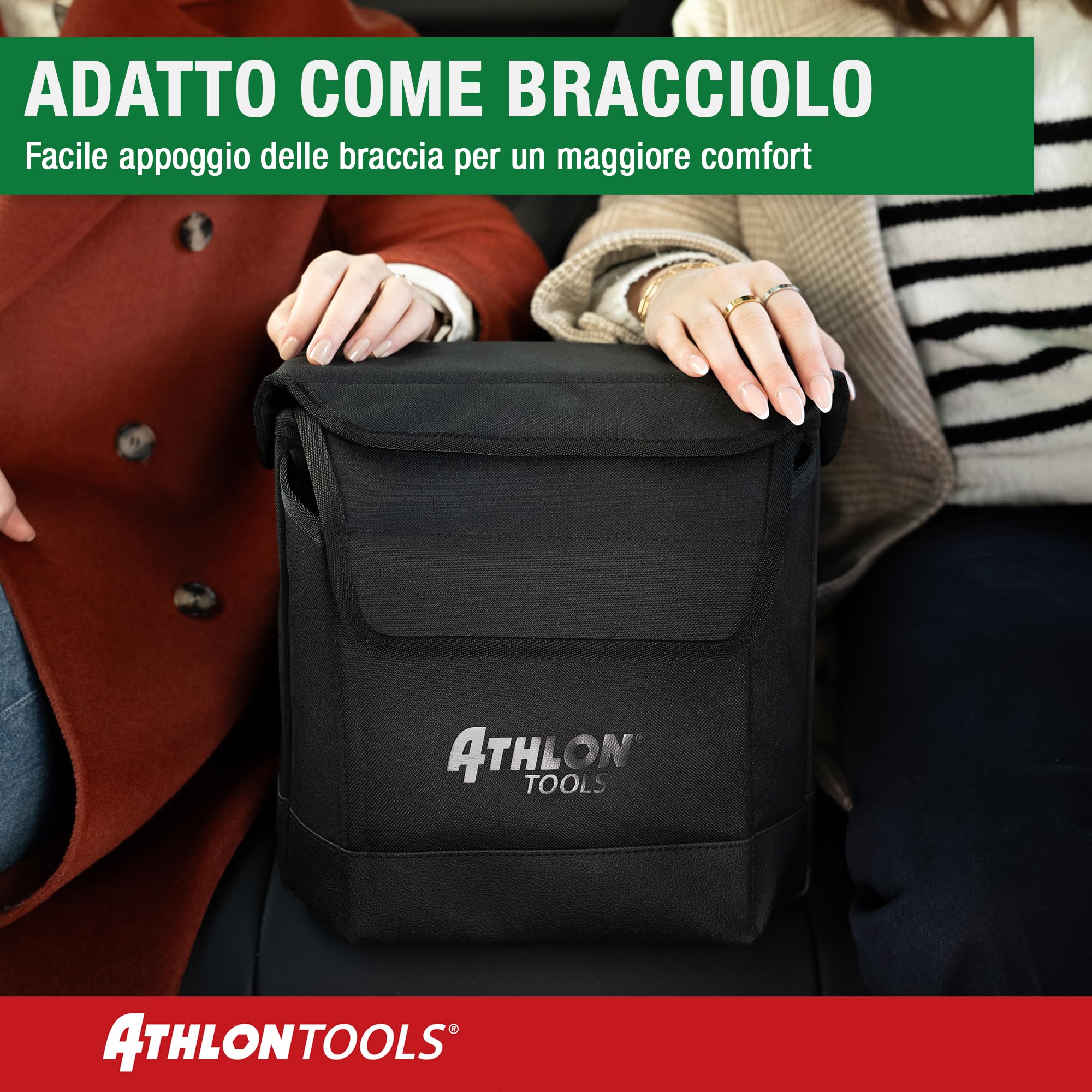 ATHLON TOOLS Organizer Premium per console centrale con coperchio – versatile – scatola per auto – contenitore intelligente con chiusura magnetica – facile da pulire – viaggio ordinato e confortevole