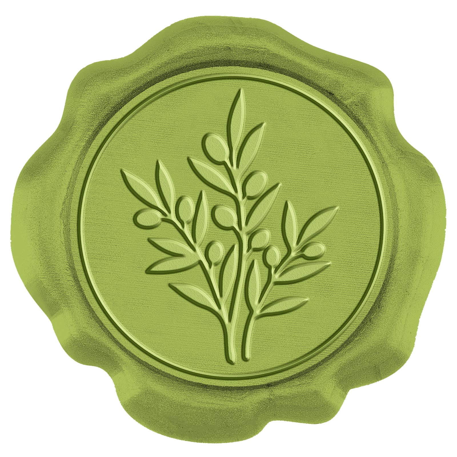 CRASPIRE 50 PZ Adesivi Sigillo di Cera Timbro Sigillo di Cera Verde 1 Scatola Ramo D'Ulivo Adesivi Sigillo Busta Autoadesivi 1.18 Pollici/30 mm per Biglietti D'Invito di Nozze