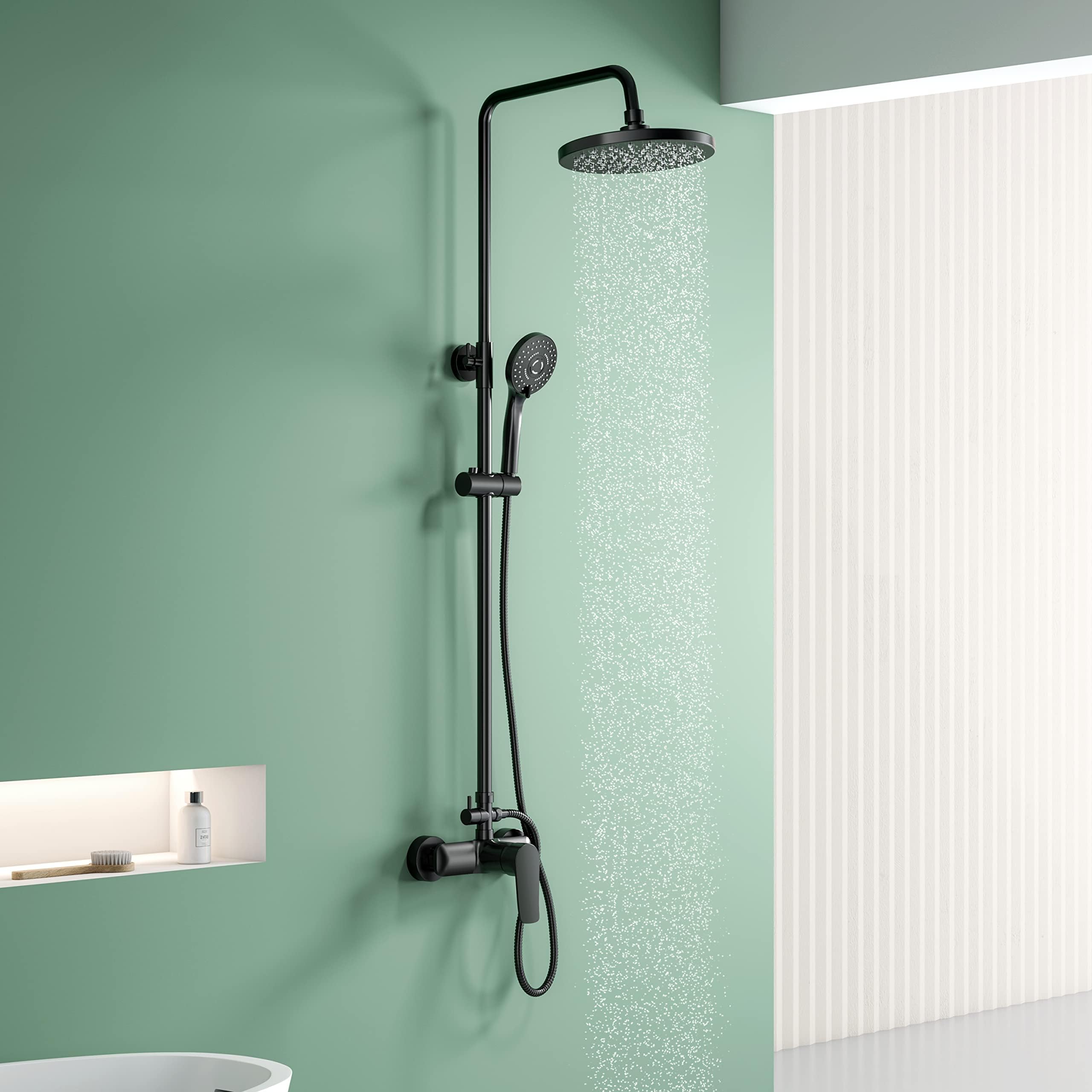 Badewanne Hahn SCHWARZ REGENDUSCHE DUSCHARMATUR Duschset Duschsystem Handbrause Mischbatterie EUR 79,00 Schwarze Badewannen Für Draußen
