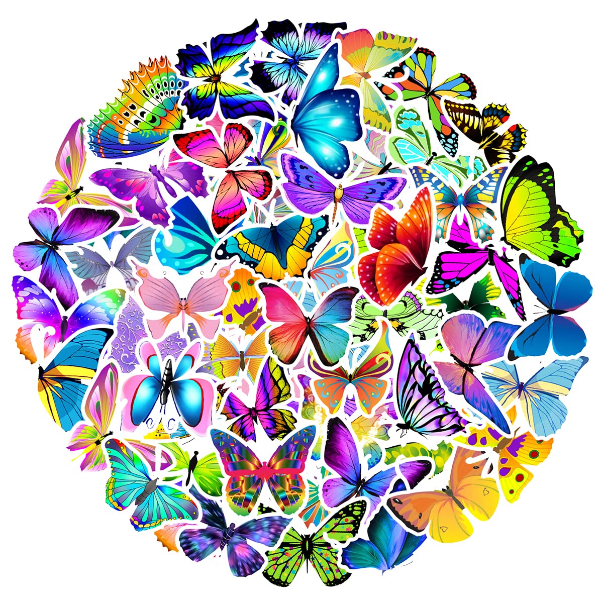 MARSFORCE Butterfly Stickers, Cute Decals for Kids Teens Adult, Waterproof Vinyl Sticker Set for Laptop Water Bottle Skateboard Scooter Bike Bumper Helmet Luggage Suitcase Guitar [50 PCS]