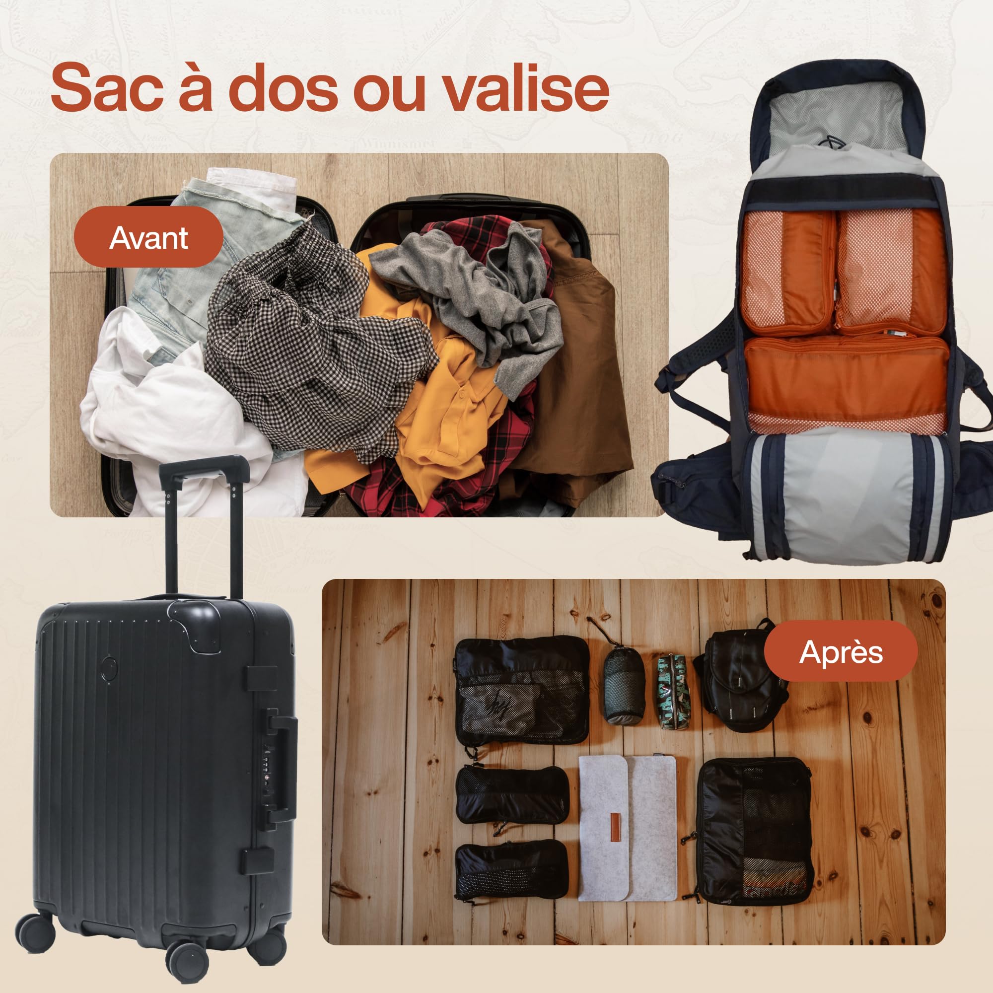 TRAVEL DUDE Organisateur Valise Compressible – Sac de Compression Voyage, Packing Cubes et Pochette Rangement – Idéal pour Rangement Valise et Organisation de Voyage