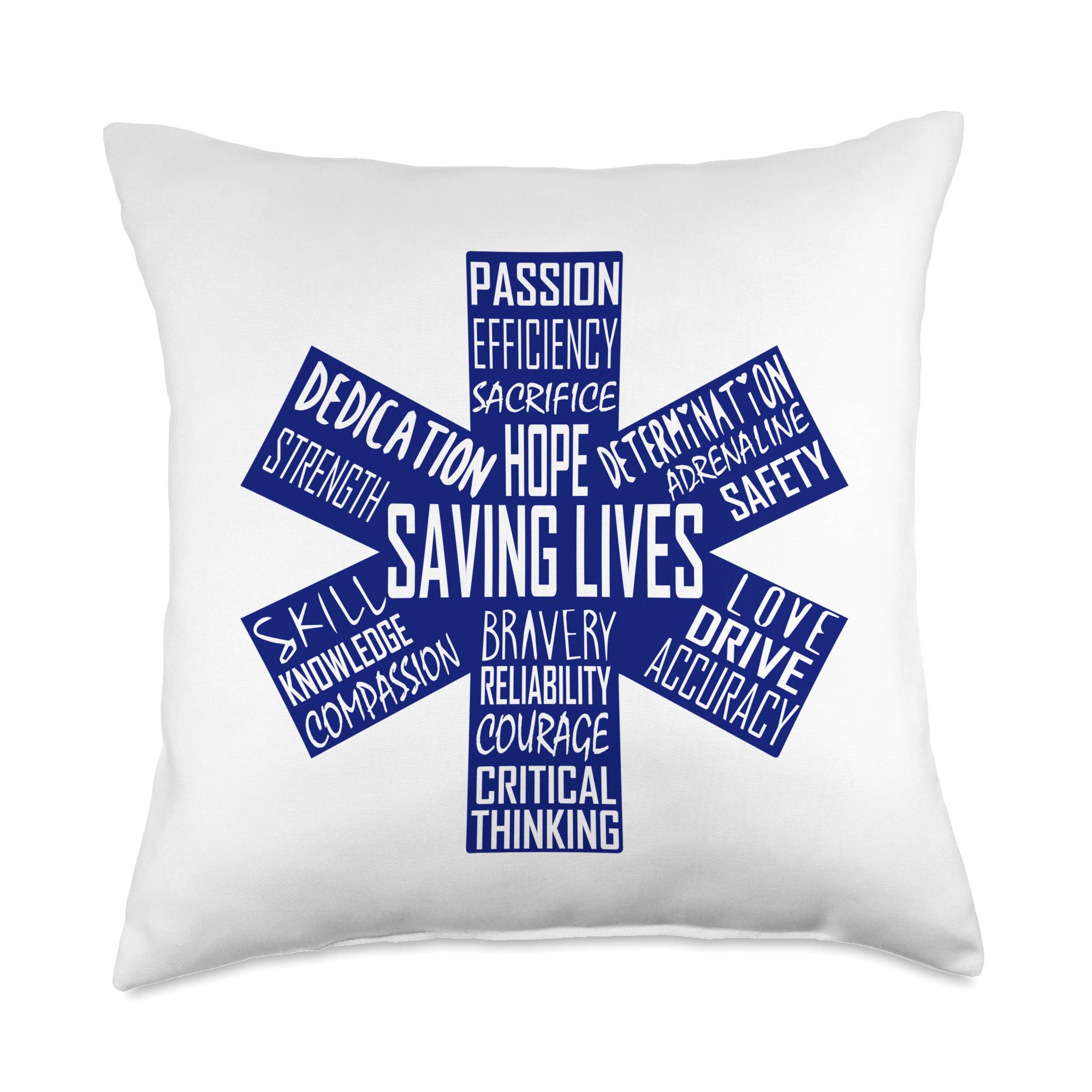 ambulance, paramedic EMT EMS medic designs Saving Lives, EMT EMS Paramedic Nurse First Responder Gift Throw Pillow, 18x18, Multicolor